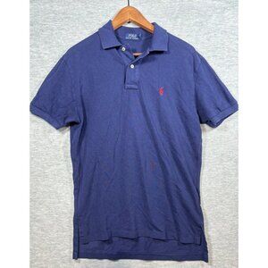 Ralph Lauren Polo Shirt Mens Size M Blue Cotton‎ Logo Preppy Classic